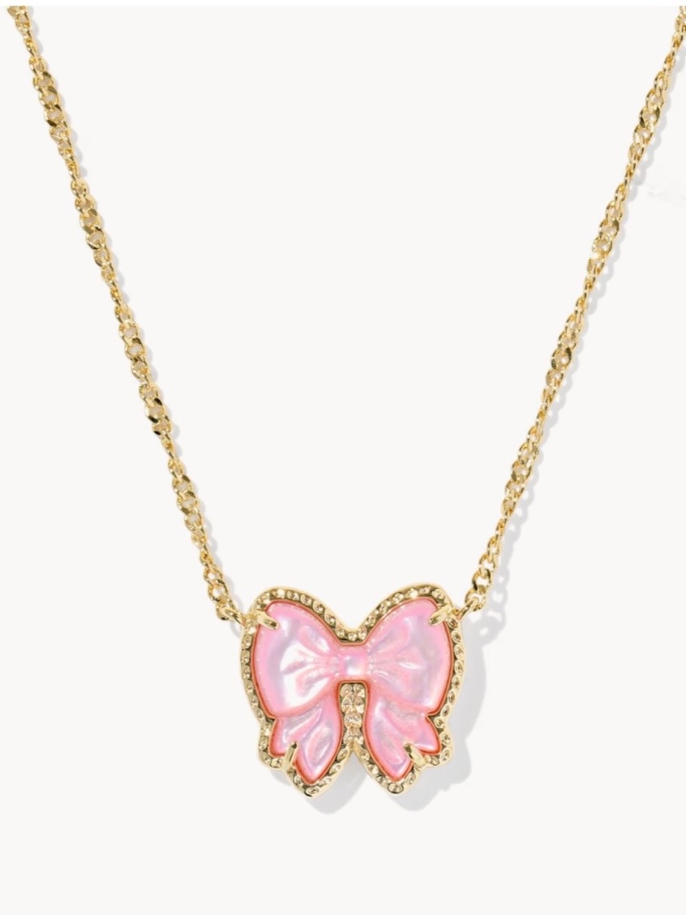 Kendra Scott Haley Bow Gold Short Pendant in Blush Ivory Mother-of-Pearl